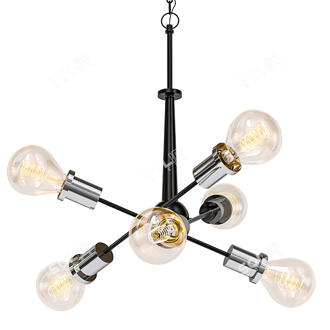 Elegant Twisted Baton Chandelier 3D model image 1