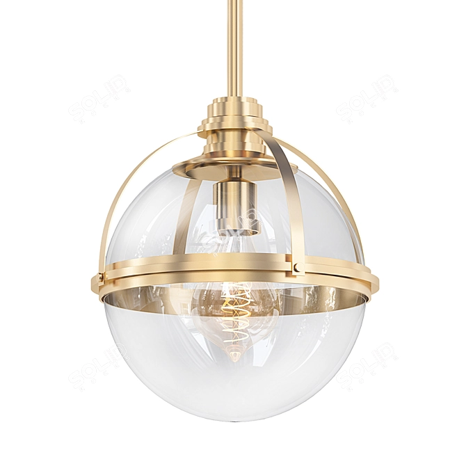 Aged Brass Industrial Pendant 3D model image 1
