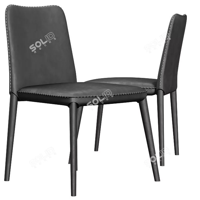 Modern Black Table Chair 3D model image 2