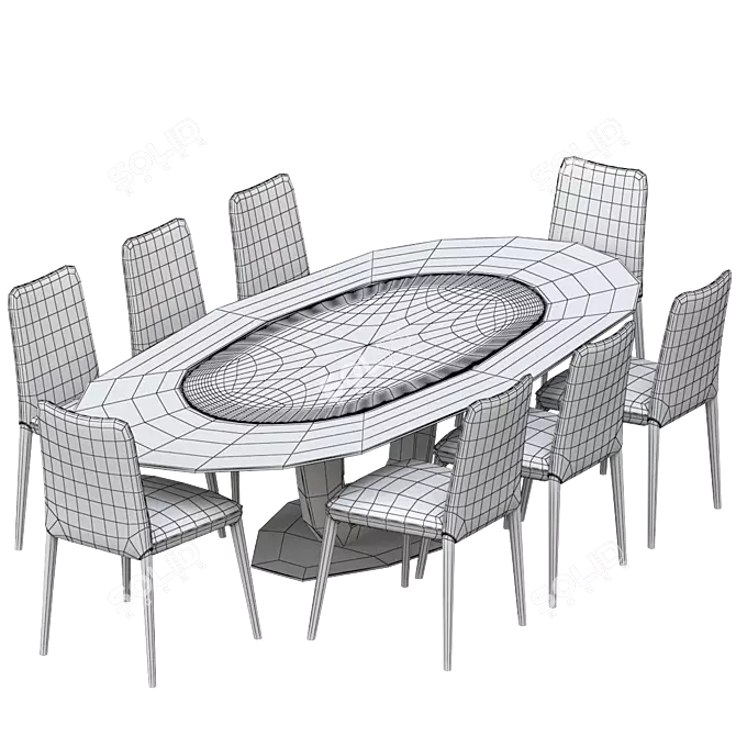 Modern Black Table Chair 3D model image 4