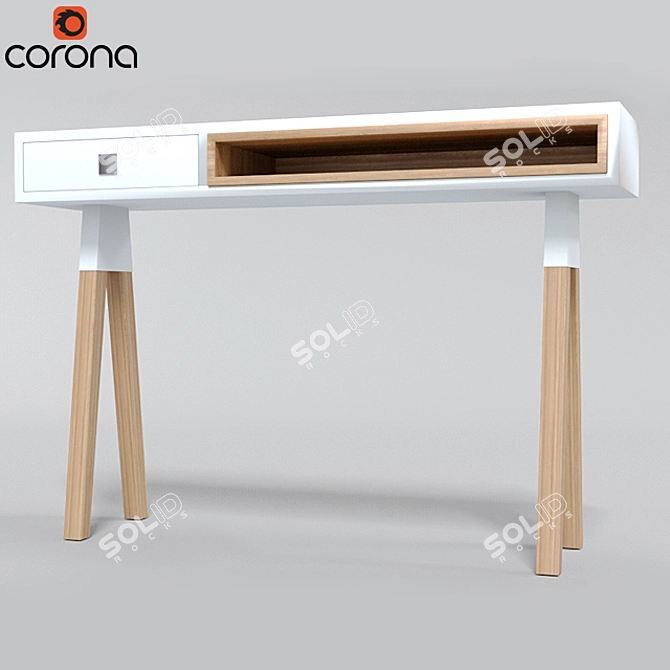 Sleek Stick Console with Drawer 3D model image 1