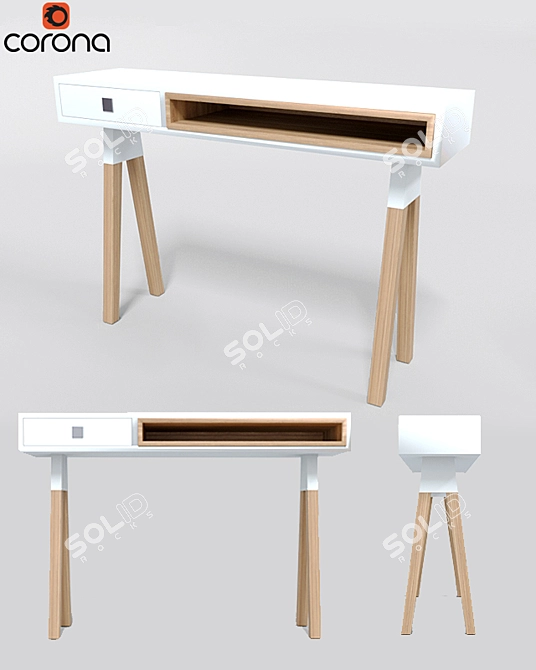 Sleek Stick Console with Drawer 3D model image 2