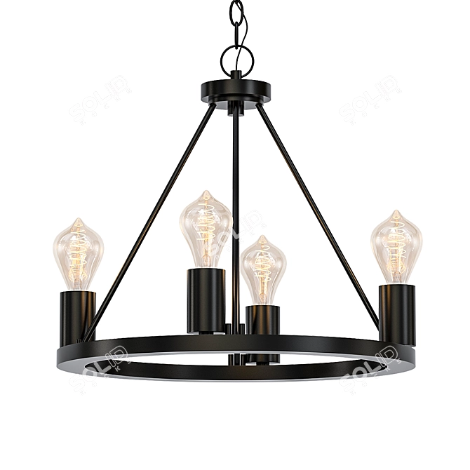 Luxe Black LED Chandelier 3D model image 1