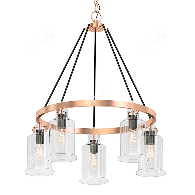 Rustic Bronze Chandelier: Carbon Loft Visage 3D model image 1