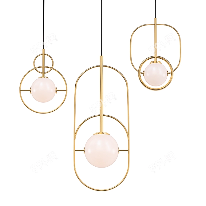 Modern Glass and Metal Pendant Light 3D model image 1