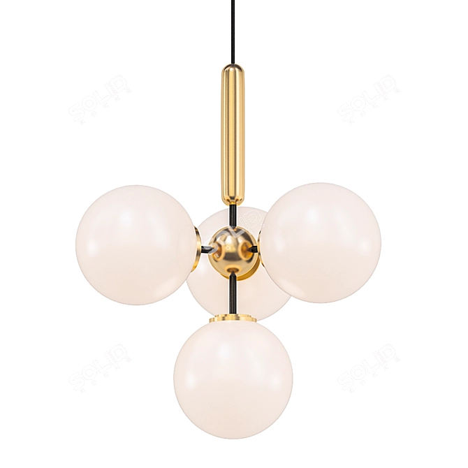 Brass Big Glass Sphere Pendant 3D model image 1