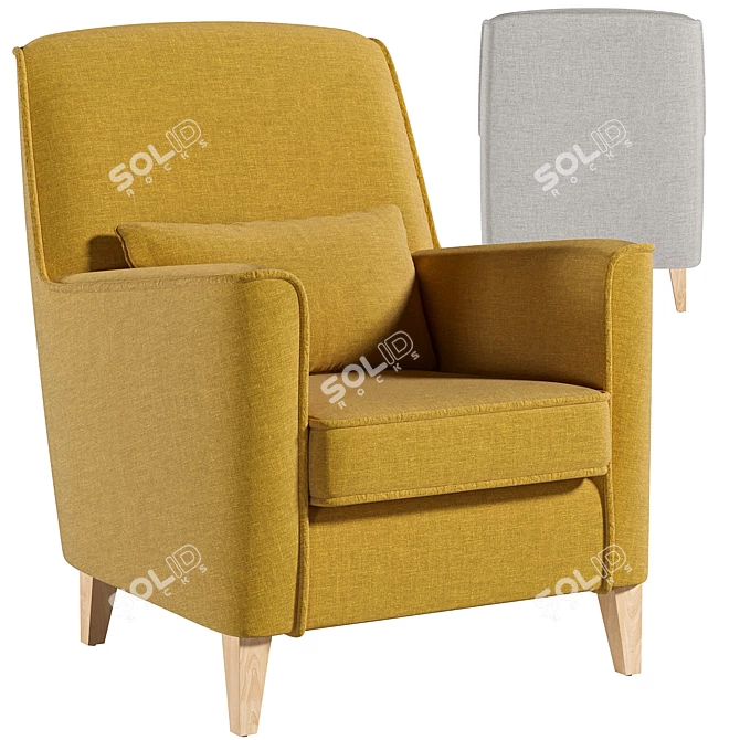 Modern Velvet Armchair: Fyna 3D model image 4