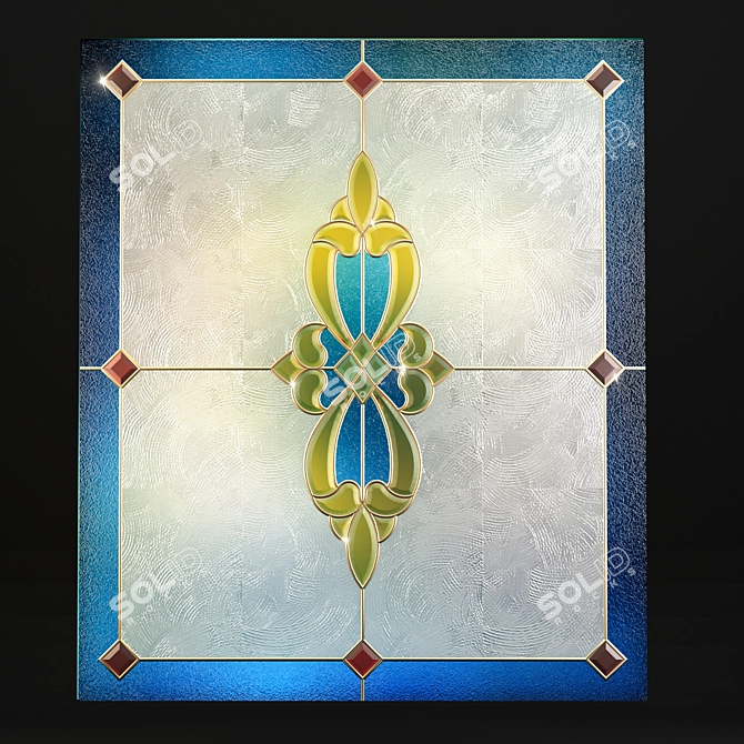 Elegant Stained Glass Window 3D model image 1