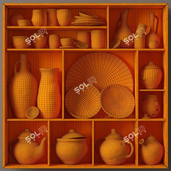 Handcrafted Clay Dish Rack 3D model image 5