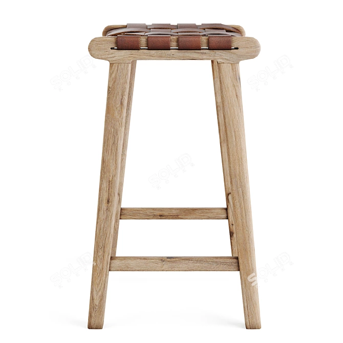 Braided Leather Bar Stool 3D model image 3
