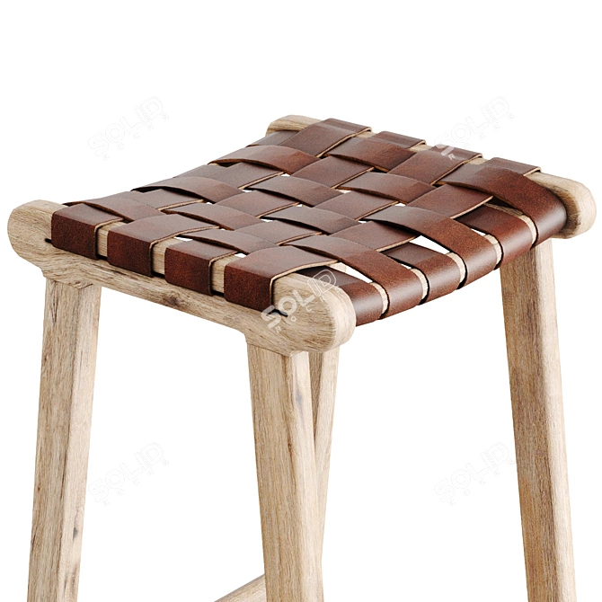 Braided Leather Bar Stool 3D model image 4