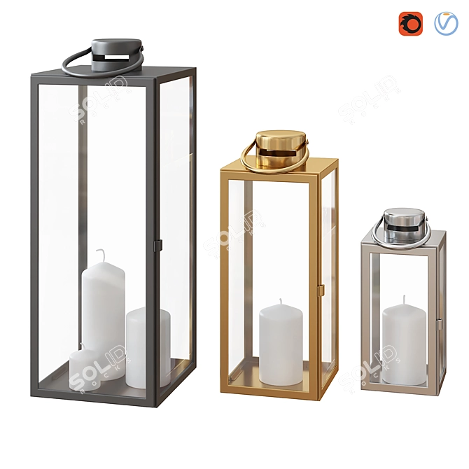 Elegant Decorative Lantern Set 3D model image 1