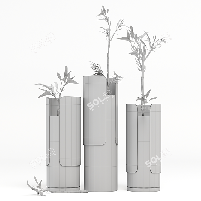 Bamboo Fusion Wood Ceramic Vase 3D model image 3