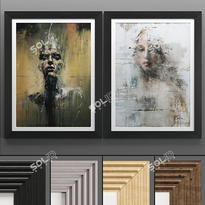 Elegant Art Frame 582: 2 Frames with 4 Texture Options - 50 * 70 cm 3D model image 1