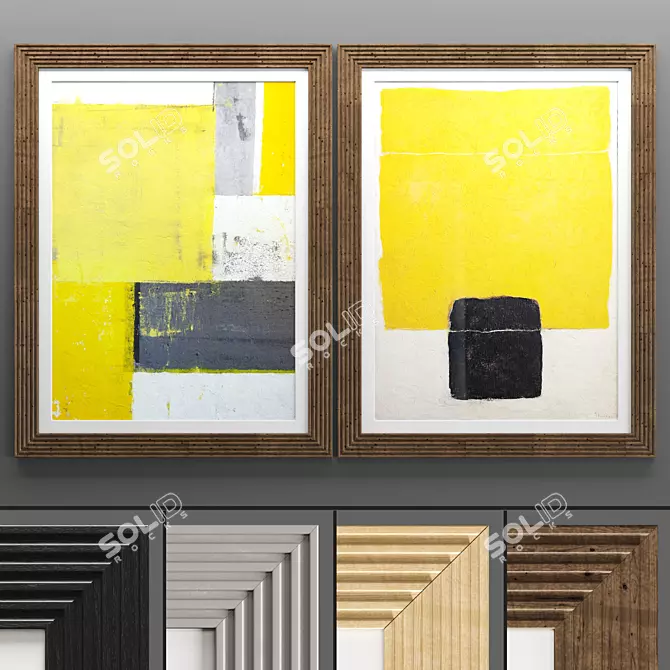 Modern Art Frame 584: 2 Frames, 4 Textures 3D model image 1