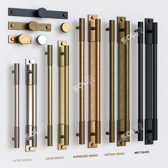 Diamond Knurled Mix Furniture Hardware 3D model image 2