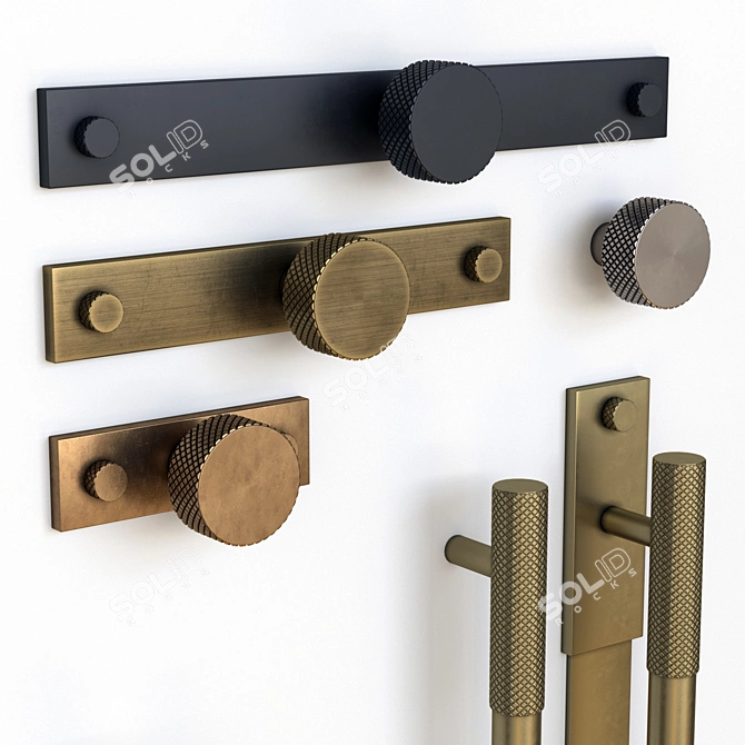 Diamond Knurled Mix Furniture Hardware 3D model image 4