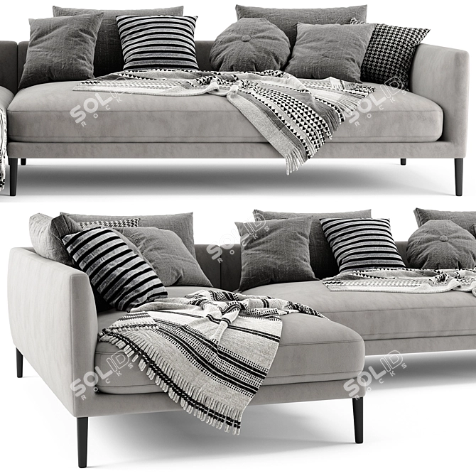 Contemporary Coral Chaise: Bold Bonaldo Statement 3D model image 3