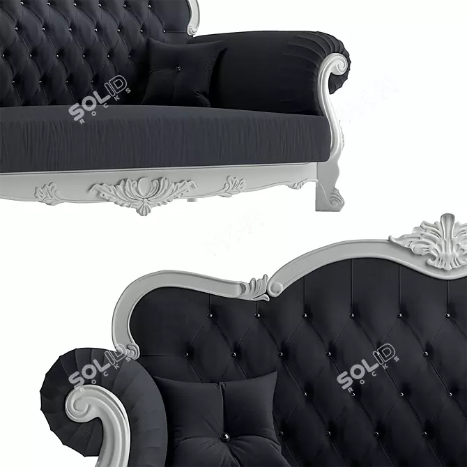 Elegant Baroque Sofa 3D model image 2
