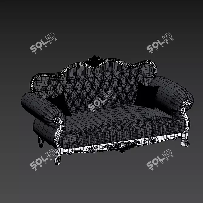 Elegant Baroque Sofa 3D model image 3