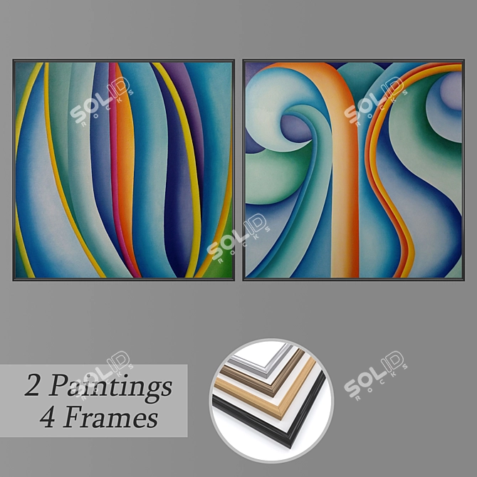 Elegant Wall Art Set - No. 2644 3D model image 1