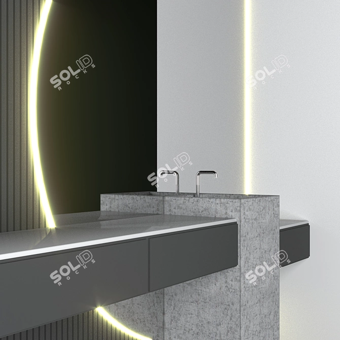 Modern Bathroom Furniture Set 3D model image 4