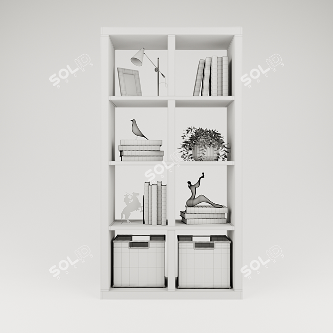 Modern Oak Bookshelf - 77 x 147 cm 3D model image 4