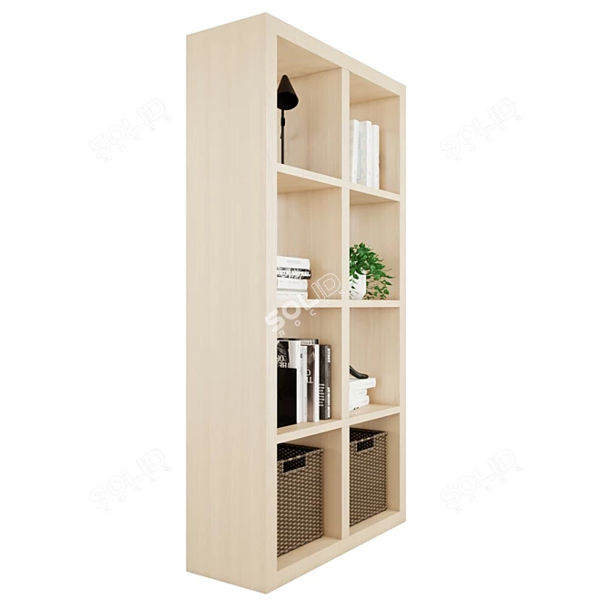 Modern Oak Bookshelf - 77 x 147 cm 3D model image 6