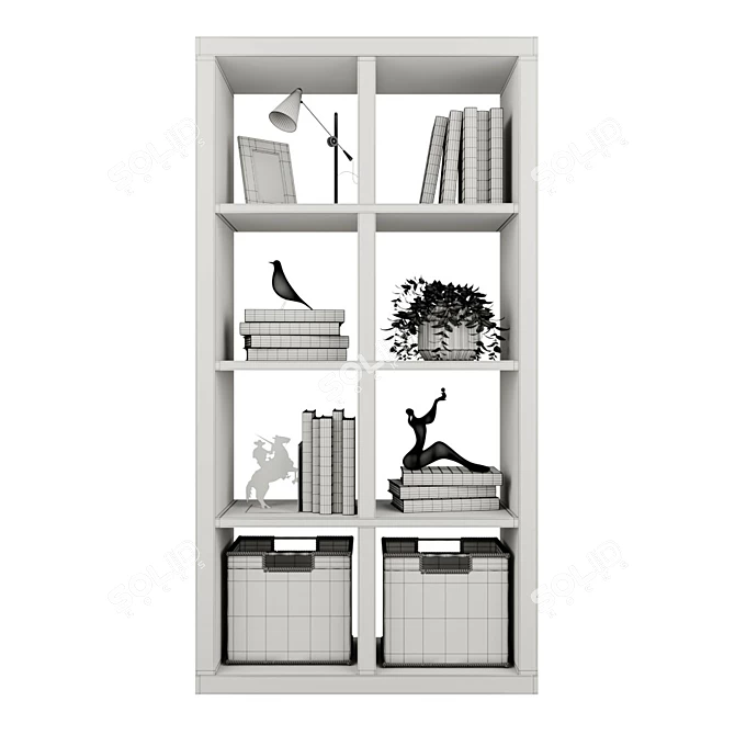 Modern Oak Bookshelf - 77 x 147 cm 3D model image 7