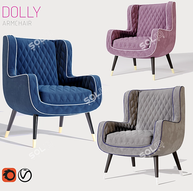 Baxter Dolly Wingback Armchair: Sleek Comfort & Elegant Design 3D model image 5