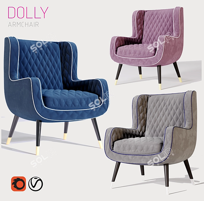 Baxter Dolly Wingback Armchair: Sleek Comfort & Elegant Design 3D model image 6