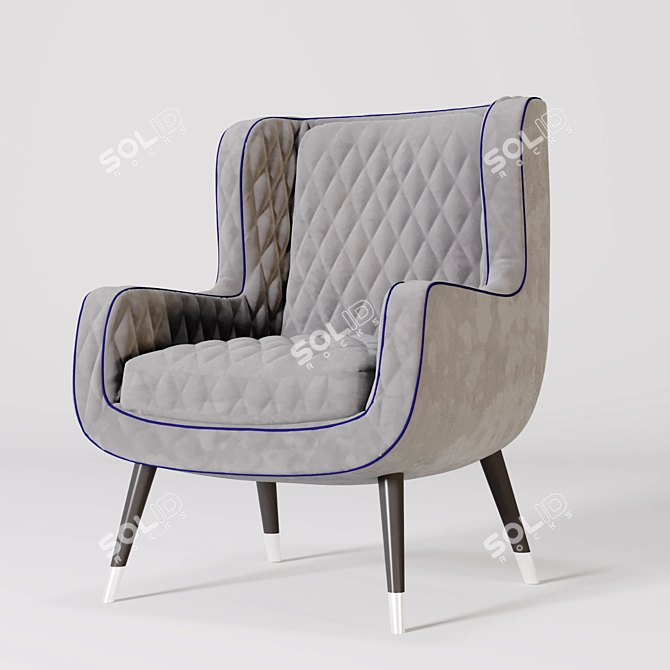 Baxter Dolly Wingback Armchair: Sleek Comfort & Elegant Design 3D model image 7