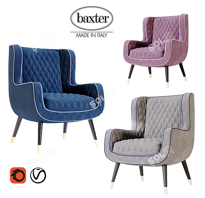 Baxter Dolly Wingback Armchair: Sleek Comfort & Elegant Design 3D model image 11