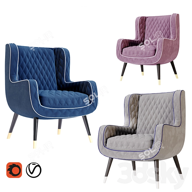 Baxter Dolly Wingback Armchair: Sleek Comfort & Elegant Design 3D model image 12