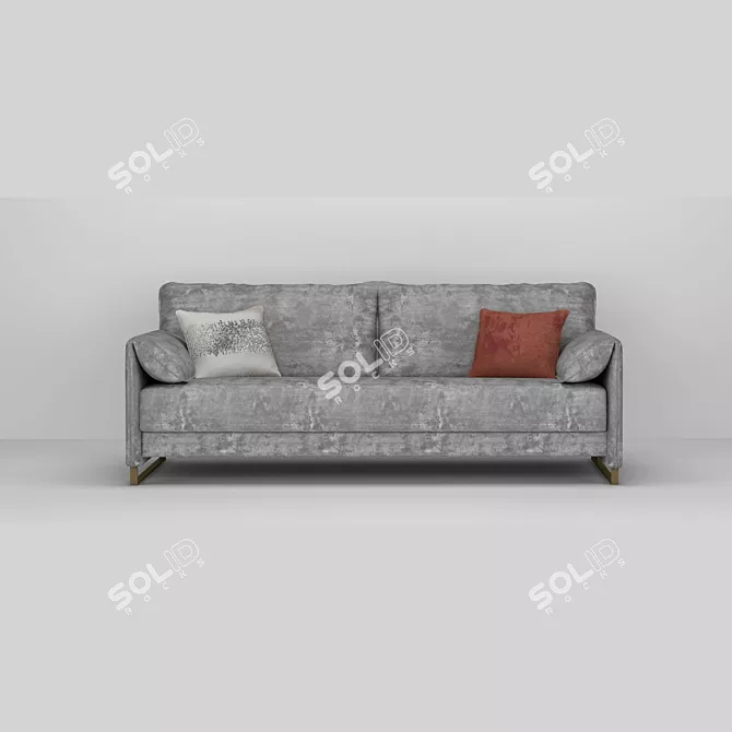 Modern Gray Fabric Sofa 3D model image 2