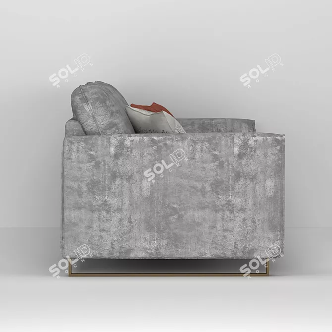 Modern Gray Fabric Sofa 3D model image 4