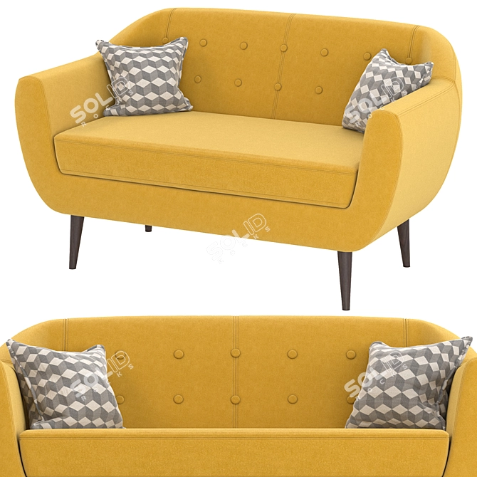 Vibrant Velvet Rotterdam Sofa 3D model image 2