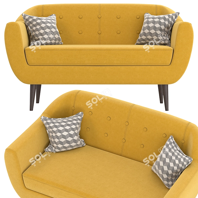 Vibrant Velvet Rotterdam Sofa 3D model image 4