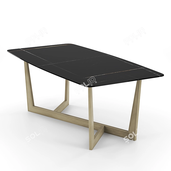 Luxury Marble Table: Calacatta, Rainforest Brown, Sahara Noir 3D model image 3