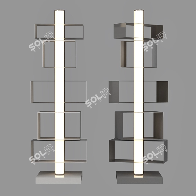 Modern Twist: Swivel Bookcase with Built-in Lights 3D model image 1