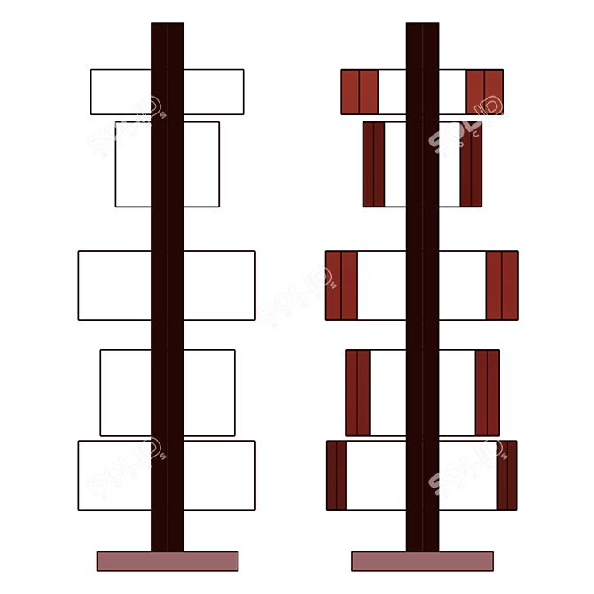 Modern Twist: Swivel Bookcase with Built-in Lights 3D model image 3