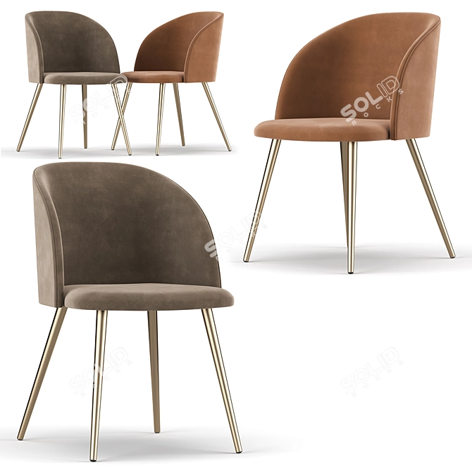 Retro Elegance: Pink Velvet Chair 3D model image 1