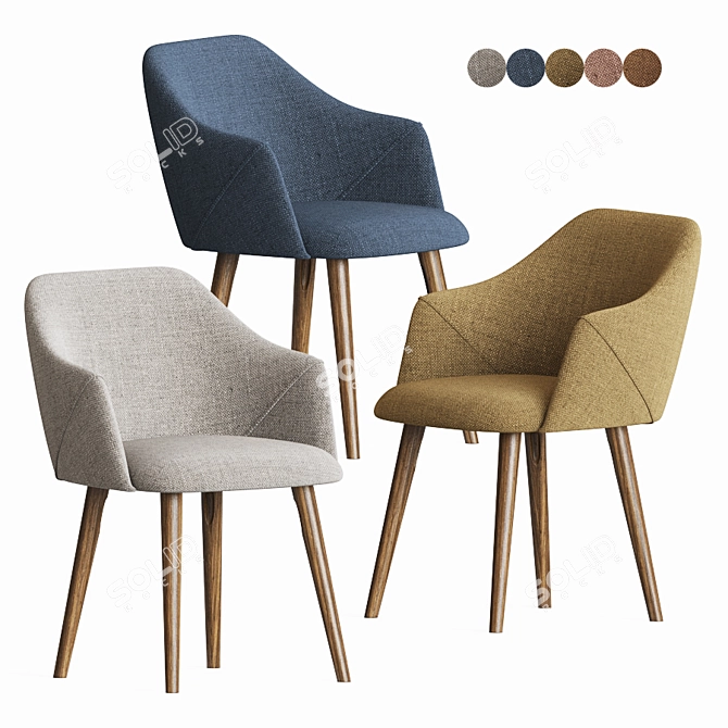 Lux Velvet Dining Chair 3D model image 1