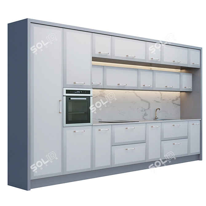 Modern Kitchen Set with Sink & Oven 3D model image 2