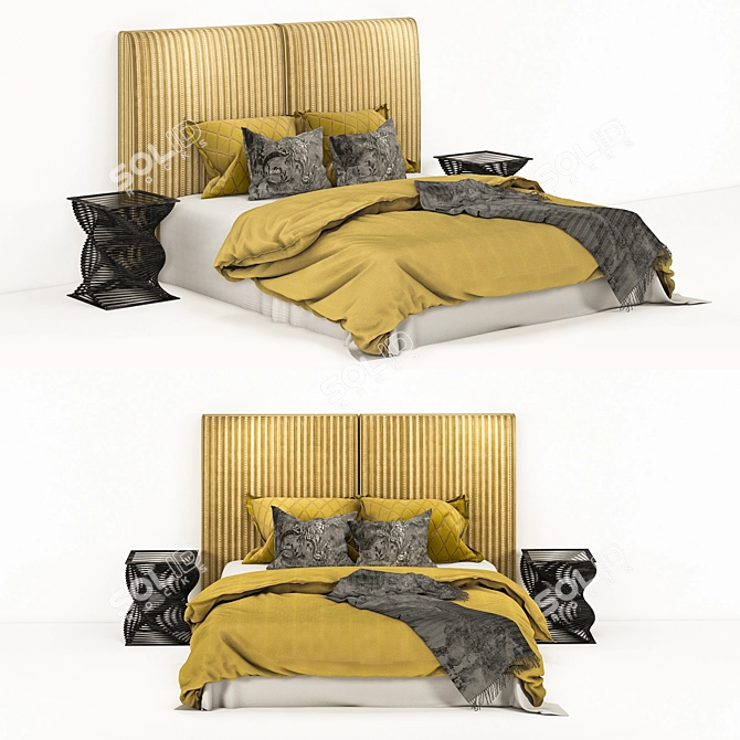 Modern Stylish Bed Design 3D model image 1