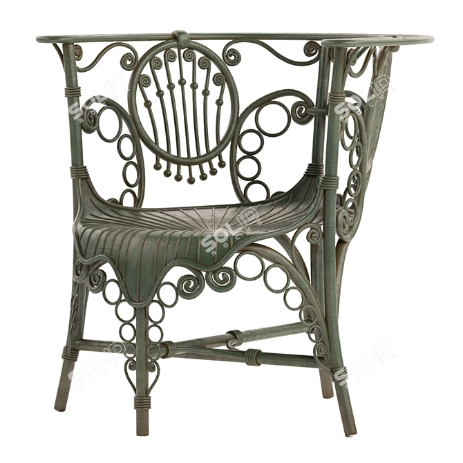 Sturdy Metal Garden Chair 3D model image 1