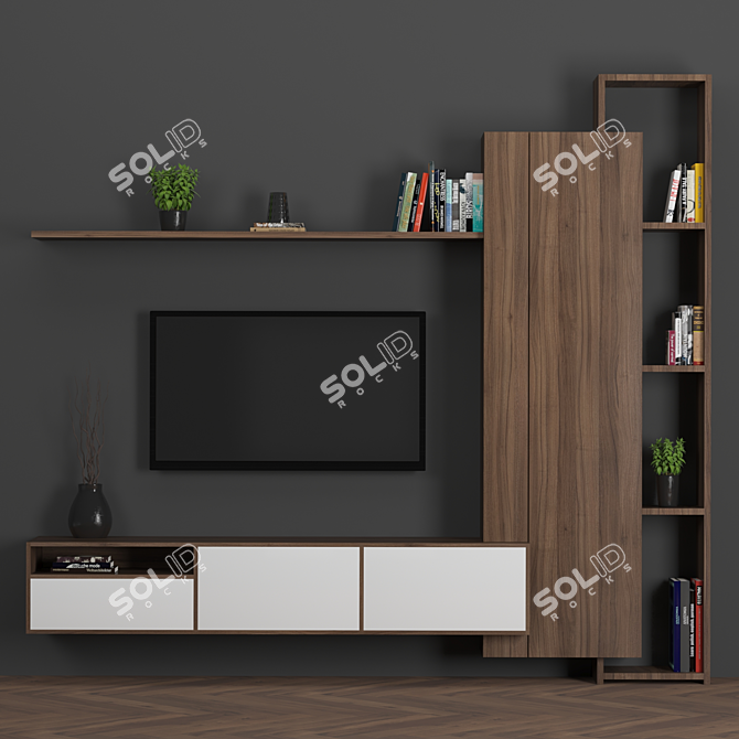 Modular TV Wall 25: High-Quality Design for Stunning Renders 3D model image 1