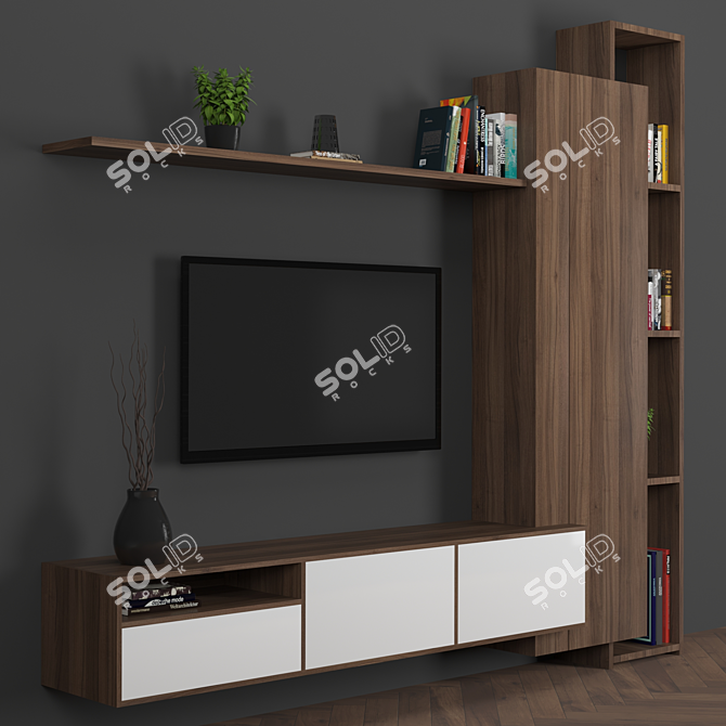 Modular TV Wall 25: High-Quality Design for Stunning Renders 3D model image 2