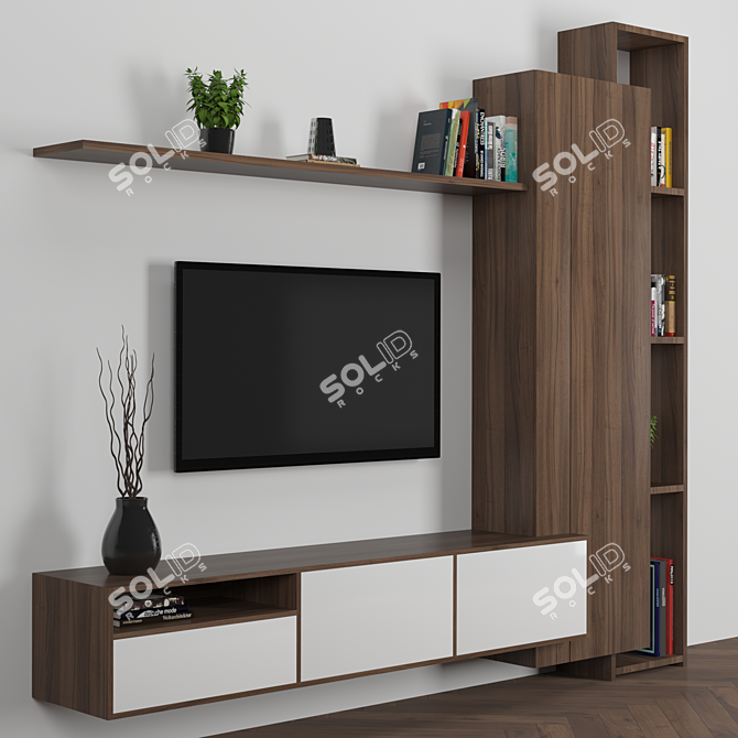 Modular TV Wall 25: High-Quality Design for Stunning Renders 3D model image 6