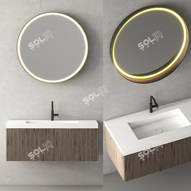 Contemporary Bathroom Vanity Set 3D model image 1